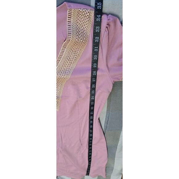 Women‎ Dress Lace V Neck Ruffle Sleeve Casual Short Mini Dress Pink Size S - Picture 5 of 11